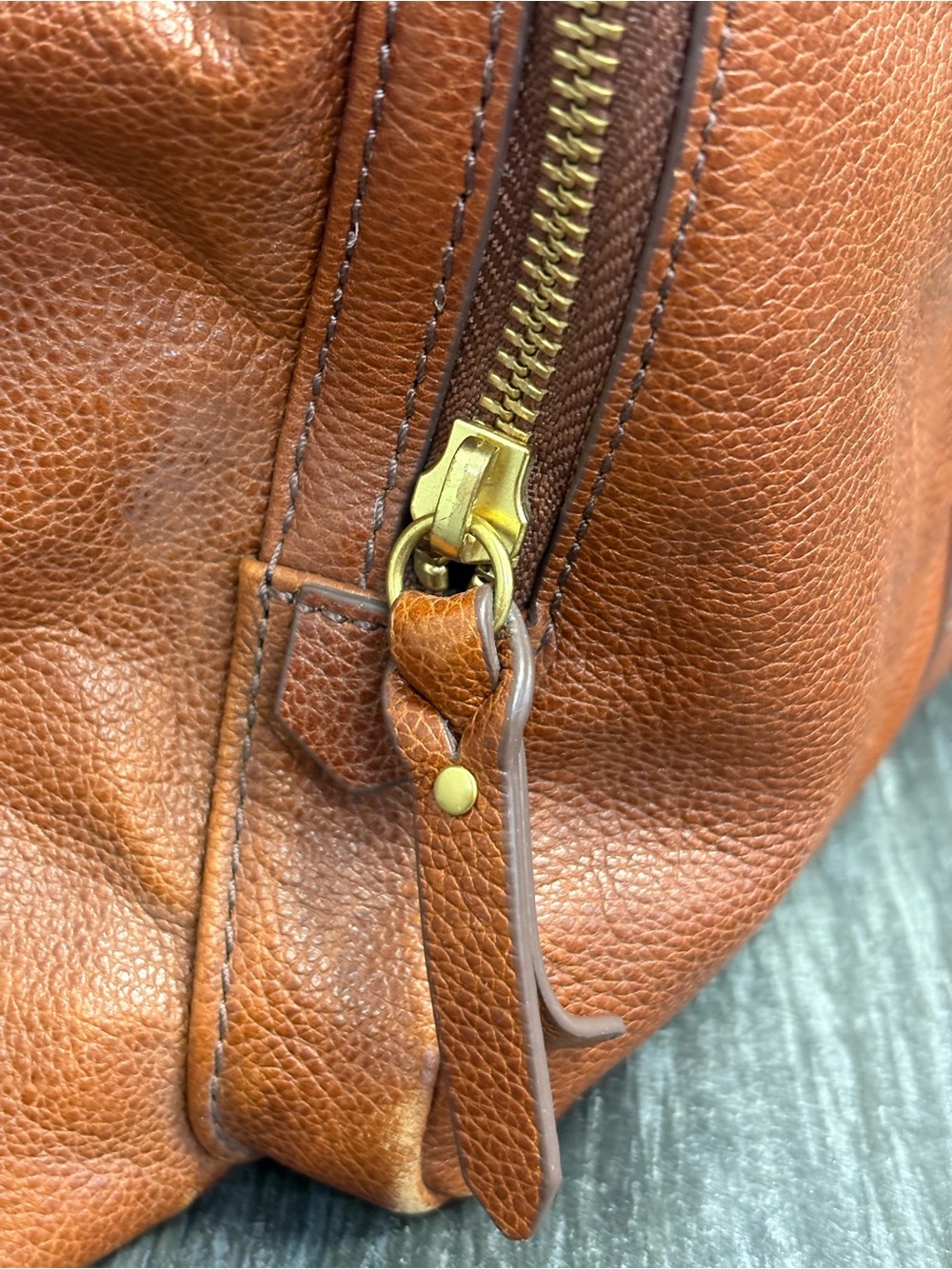 Fossil Tan Leather Backpack with Front Pocket - Picture 6 of 13